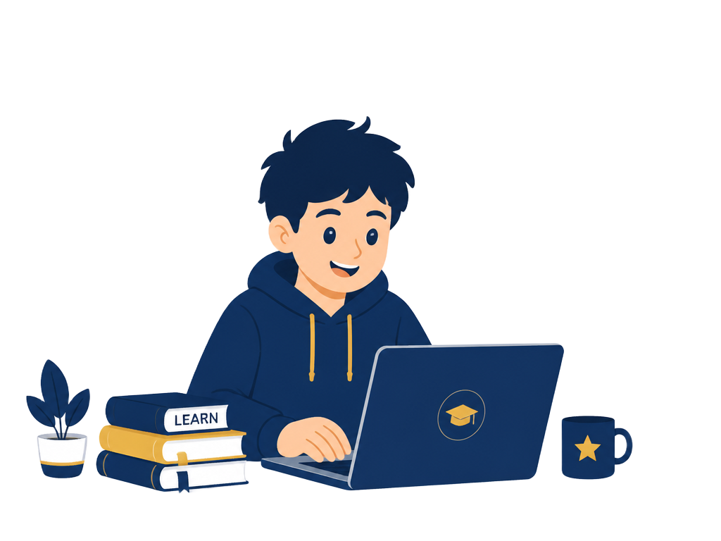 Student learning mathematics, science and English online with KesTrio Academy